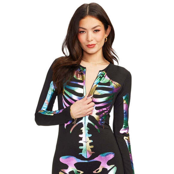 Tipsy Elves Iridescent Skeleton Bodysuit Costume Size SMALL - unable to return - Picture 3 of 6